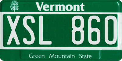 VT license plate XSL860