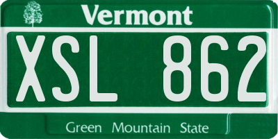 VT license plate XSL862