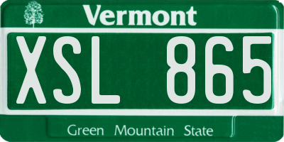 VT license plate XSL865