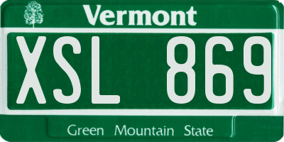 VT license plate XSL869