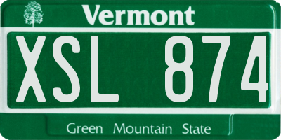 VT license plate XSL874