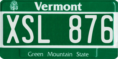 VT license plate XSL876