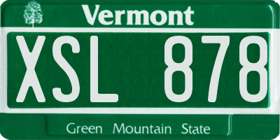 VT license plate XSL878