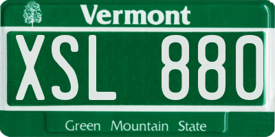 VT license plate XSL880