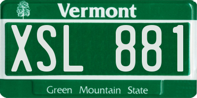 VT license plate XSL881