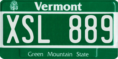 VT license plate XSL889