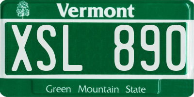 VT license plate XSL890
