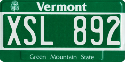 VT license plate XSL892