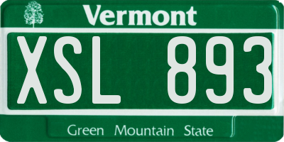 VT license plate XSL893
