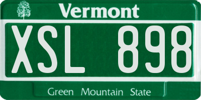 VT license plate XSL898