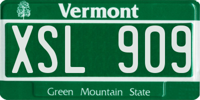 VT license plate XSL909