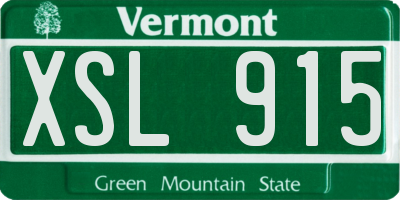 VT license plate XSL915