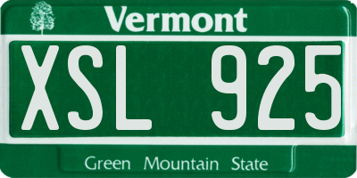 VT license plate XSL925