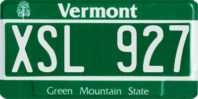 VT license plate XSL927