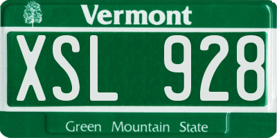 VT license plate XSL928