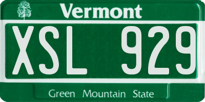 VT license plate XSL929