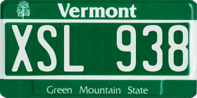 VT license plate XSL938