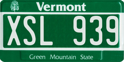 VT license plate XSL939