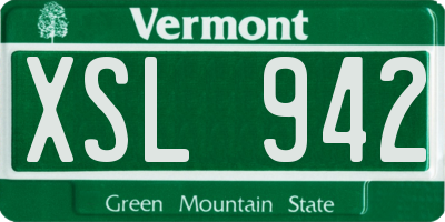 VT license plate XSL942