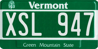 VT license plate XSL947