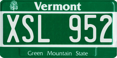 VT license plate XSL952