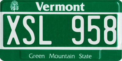 VT license plate XSL958