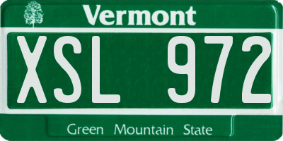 VT license plate XSL972