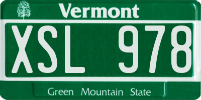VT license plate XSL978