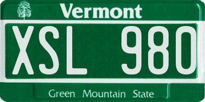 VT license plate XSL980