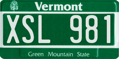 VT license plate XSL981