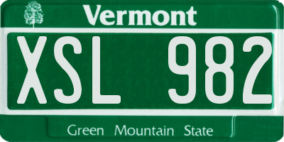 VT license plate XSL982