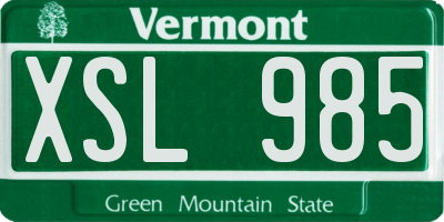 VT license plate XSL985