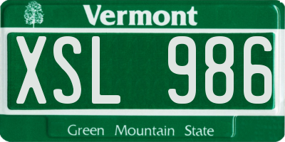 VT license plate XSL986