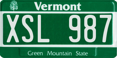 VT license plate XSL987