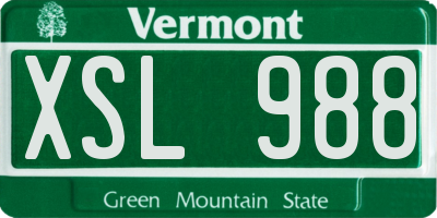 VT license plate XSL988