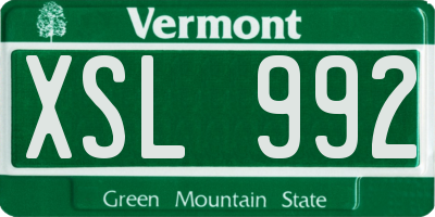 VT license plate XSL992