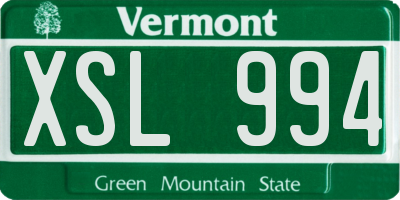 VT license plate XSL994