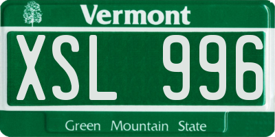 VT license plate XSL996