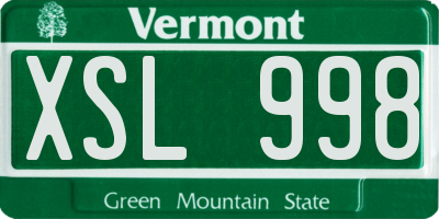 VT license plate XSL998