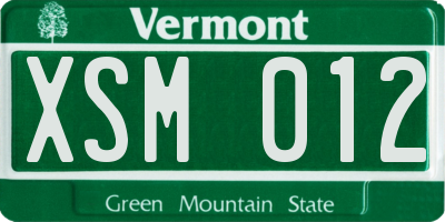 VT license plate XSM012