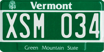 VT license plate XSM034