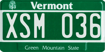 VT license plate XSM036