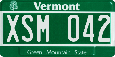VT license plate XSM042