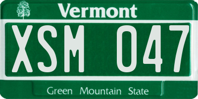 VT license plate XSM047