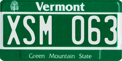 VT license plate XSM063