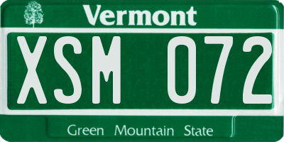 VT license plate XSM072