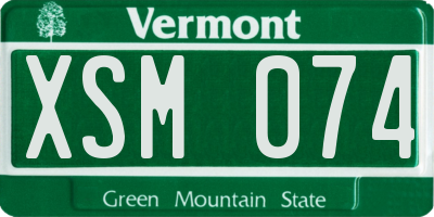 VT license plate XSM074