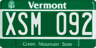 VT license plate XSM092