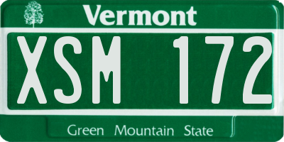 VT license plate XSM172