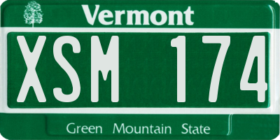 VT license plate XSM174